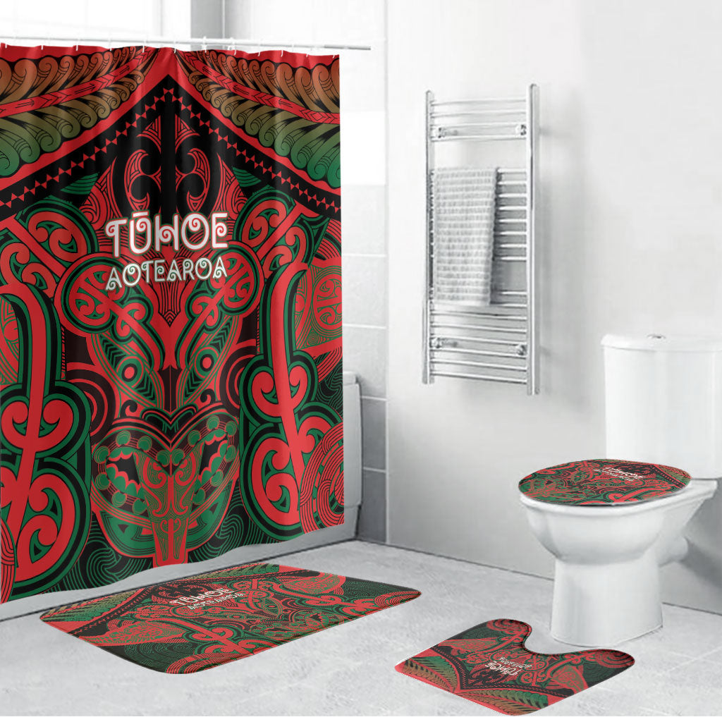 Aotearoa Iwi Tuhoe Bathroom Set Maori Kowhaiwhai Pattern LT19 Bathroom Set (4 pcs) Red - Polynesian Pride