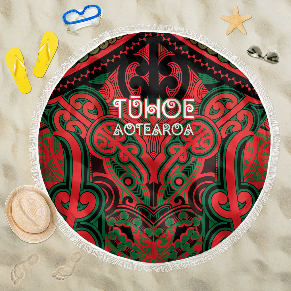 Aotearoa Iwi Tuhoe Beach Blanket Maori Kowhaiwhai Pattern LT19 One Size 150cm Red - Polynesian Pride