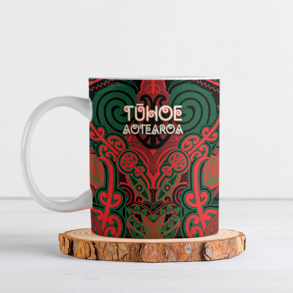 Aotearoa Iwi Tuhoe Personalised Ceramic Mug Maori Kowhaiwhai Pattern LT19 Red - Polynesian Pride
