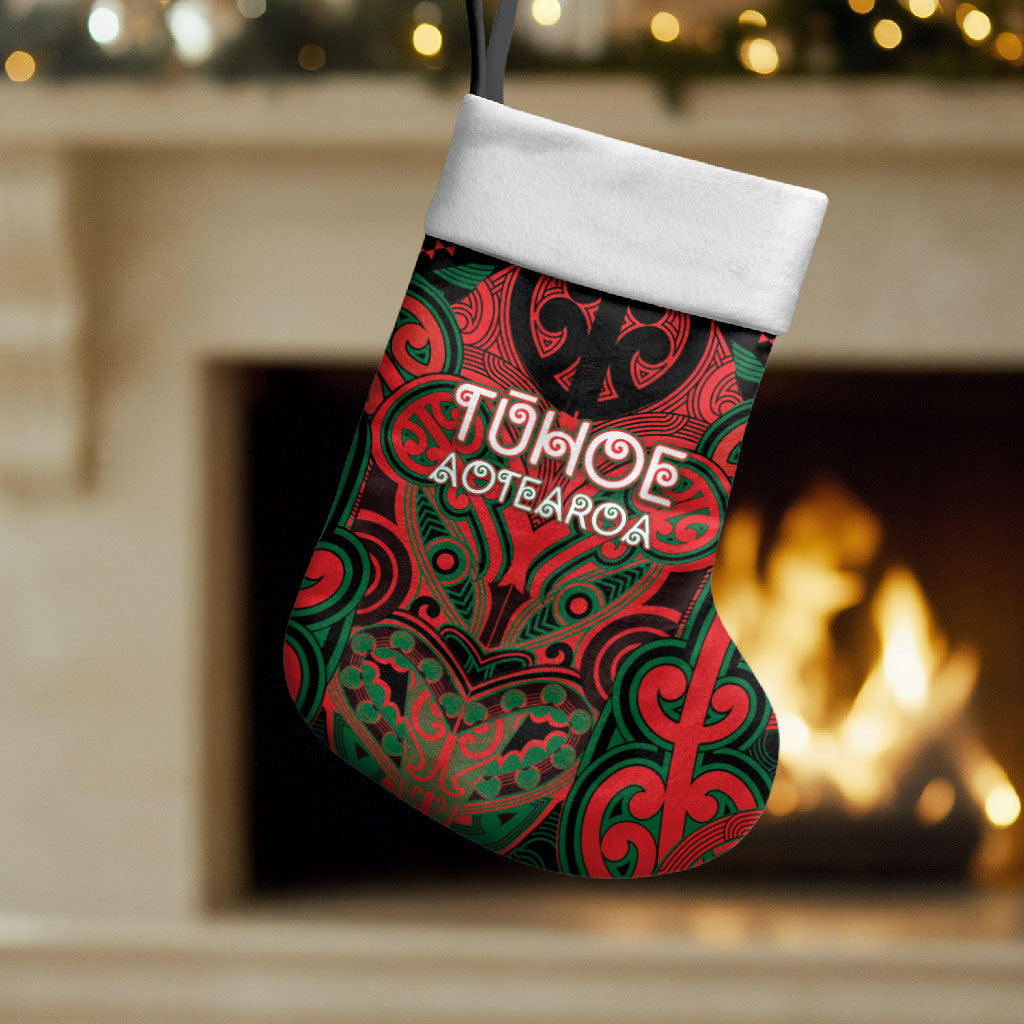 Aotearoa Iwi Tuhoe Personalised Christmas Stocking Maori Kowhaiwhai Pattern LT19 Set of 2 Red - Polynesian Pride