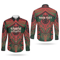 Aotearoa Iwi Tuhoe Personalised Couples Matching Off Shoulder Short Dress and Long Sleeve Button Shirt Maori Kowhaiwhai Pattern
