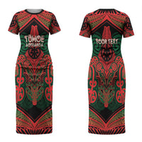 Aotearoa Iwi Tuhoe Personalised Couples Matching Short Sleeve Bodycon Dress and Hawaiian Shirt Maori Kowhaiwhai Pattern