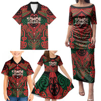 Aotearoa Iwi Tuhoe Personalised Family Matching Puletasi and Hawaiian Shirt Maori Kowhaiwhai Pattern