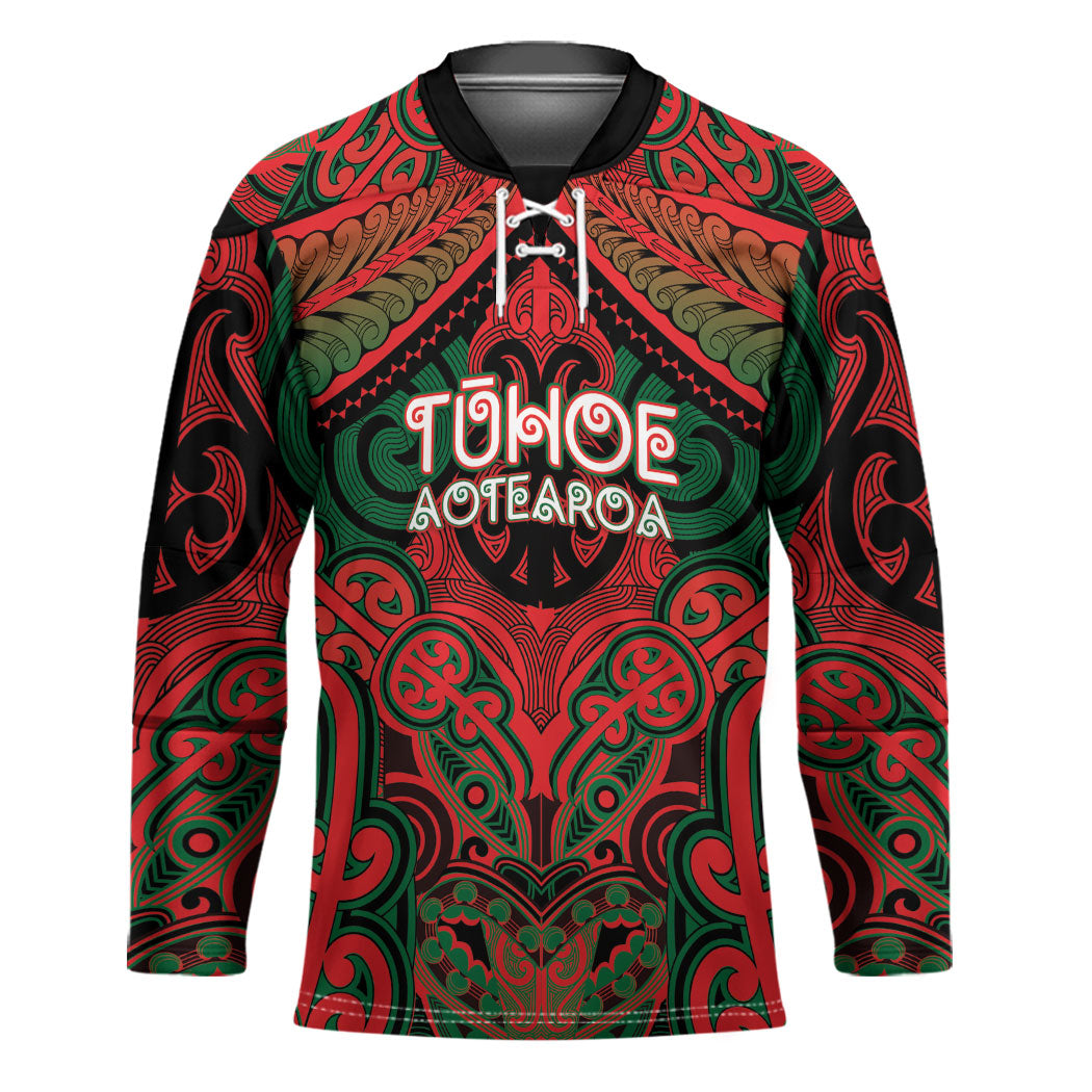 Aotearoa Iwi Tuhoe Personalised Hockey Jersey Maori Kowhaiwhai Pattern LT19 Unisex Red - Polynesian Pride
