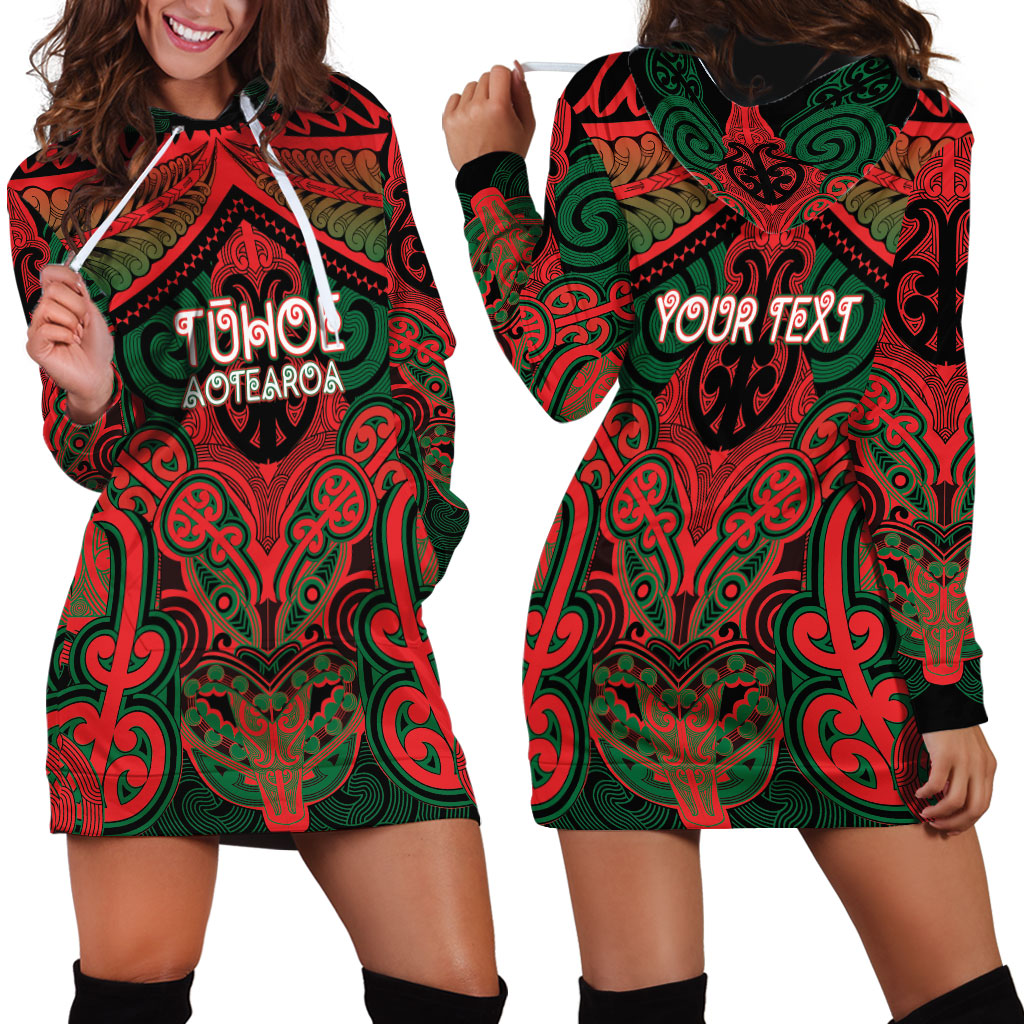 Aotearoa Iwi Tuhoe Personalised Hoodie Dress Maori Kowhaiwhai Pattern