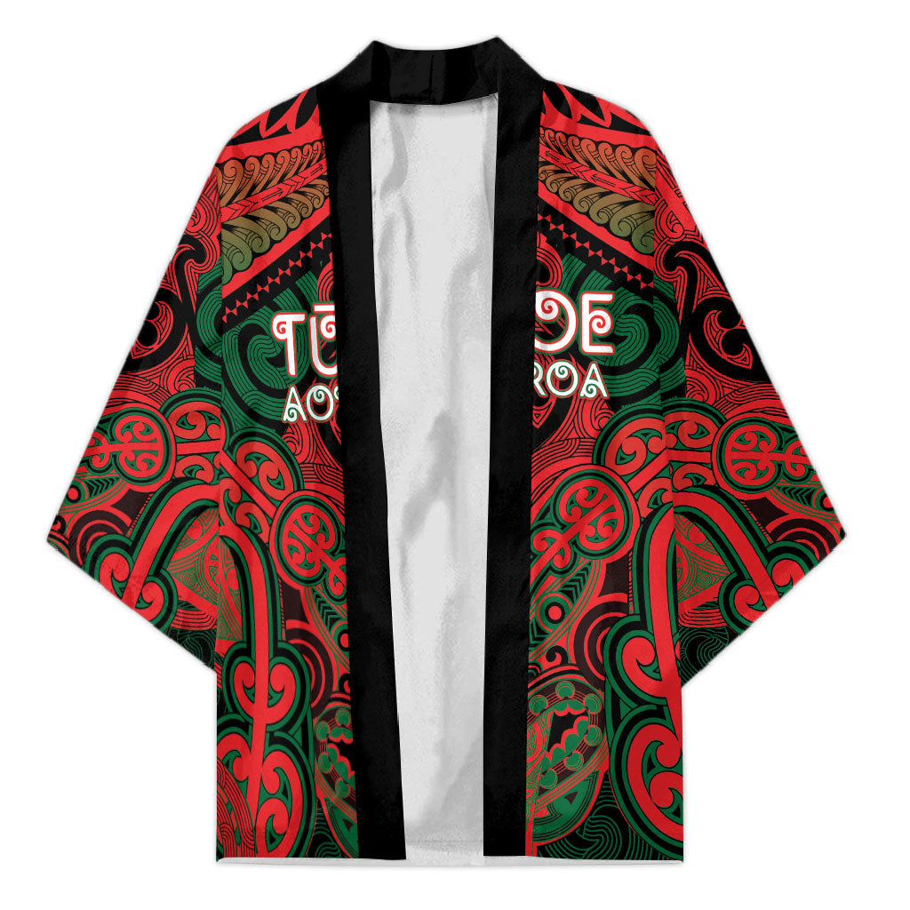Aotearoa Iwi Tuhoe Personalised Kimono Maori Kowhaiwhai Pattern LT19 Unisex Red - Polynesian Pride