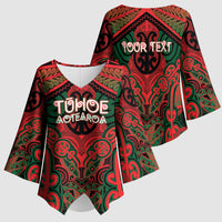 Aotearoa Iwi Tuhoe Personalised Kimono Sleeve Blouse Maori Kowhaiwhai Pattern