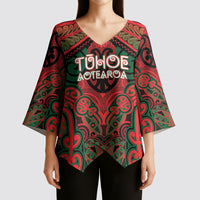 Aotearoa Iwi Tuhoe Personalised Kimono Sleeve Blouse Maori Kowhaiwhai Pattern