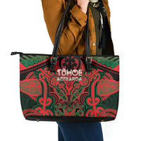 Aotearoa Iwi Tuhoe Leather Tote Bag Maori Kowhaiwhai Pattern