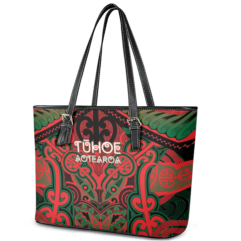 Aotearoa Iwi Tuhoe Leather Tote Bag Maori Kowhaiwhai Pattern