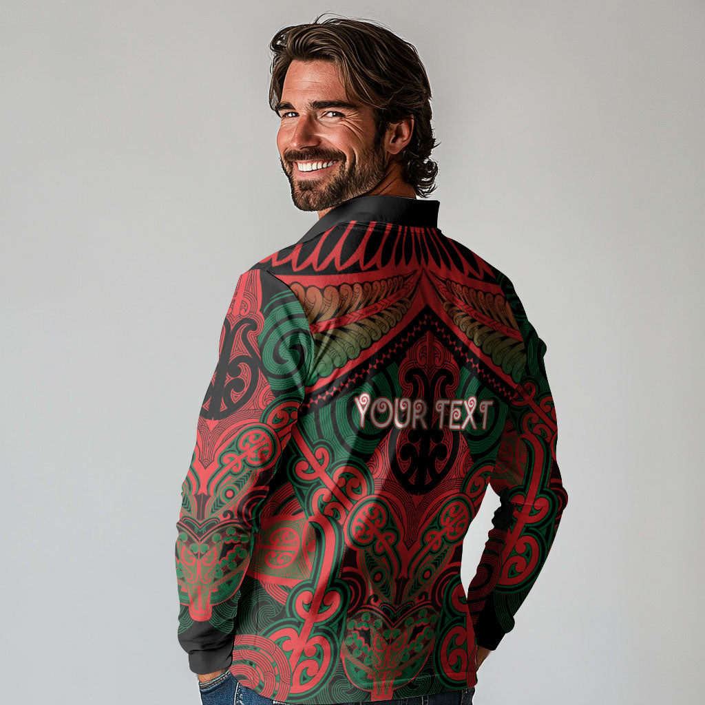 Aotearoa Iwi Tuhoe Personalised Long Sleeve Polo Shirt Maori Kowhaiwhai Pattern
