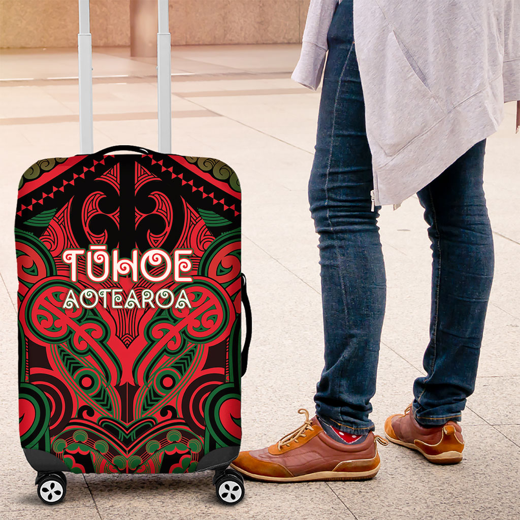Aotearoa Iwi Tuhoe Luggage Cover Maori Kowhaiwhai Pattern LT19 Red - Polynesian Pride