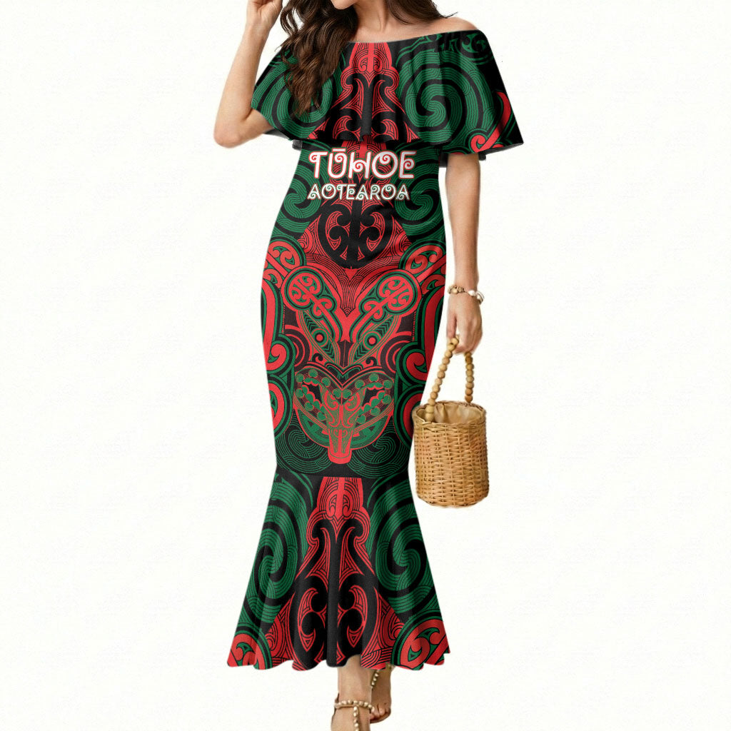 Aotearoa Iwi Tuhoe Personalised Mermaid Dress Maori Kowhaiwhai Pattern