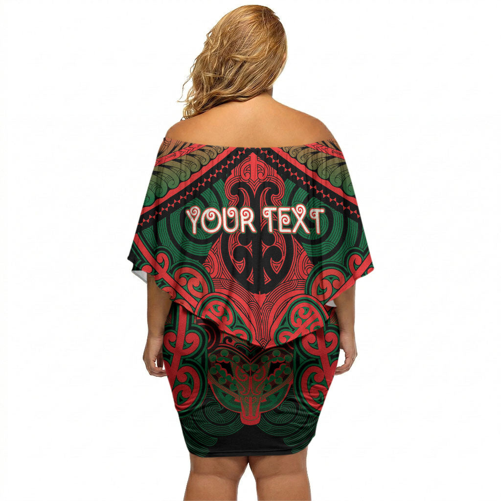 Aotearoa Iwi Tuhoe Personalised Off Shoulder Short Dress Maori Kowhaiwhai Pattern
