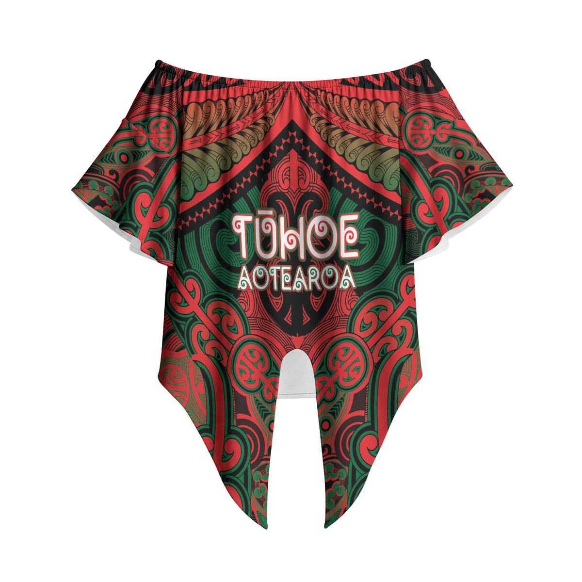 Aotearoa Iwi Tuhoe Personalised Off Shoulder Wrap Waist Top Maori Kowhaiwhai Pattern