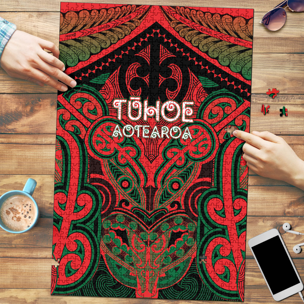 Aotearoa Iwi Tuhoe Puzzle Maori Kowhaiwhai Pattern LT19 Red - Polynesian Pride