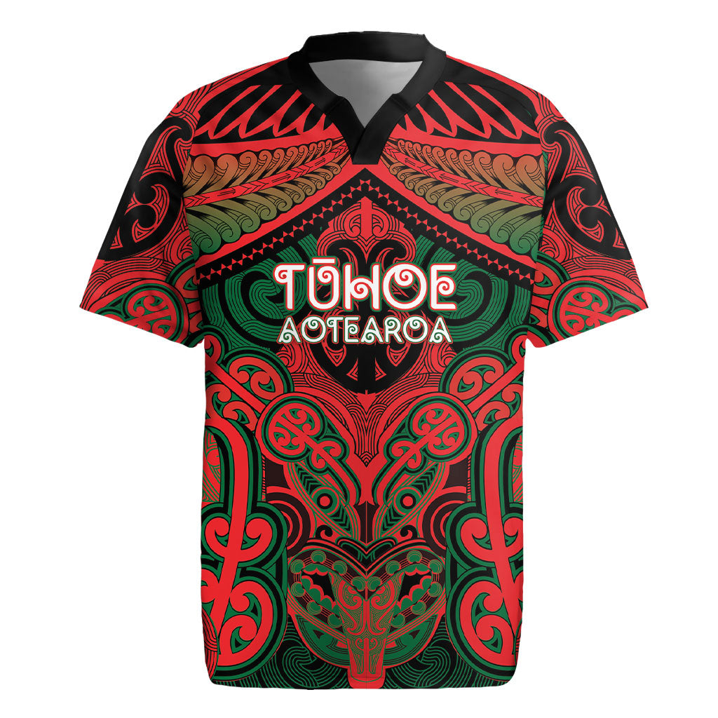 Aotearoa Iwi Tuhoe Personalised Rugby Jersey Maori Kowhaiwhai Pattern LT19 Red - Polynesian Pride