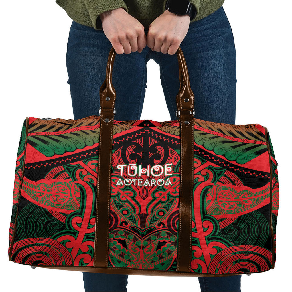 Aotearoa Iwi Tuhoe Travel Bag Maori Kowhaiwhai Pattern LT19 Red - Polynesian Pride