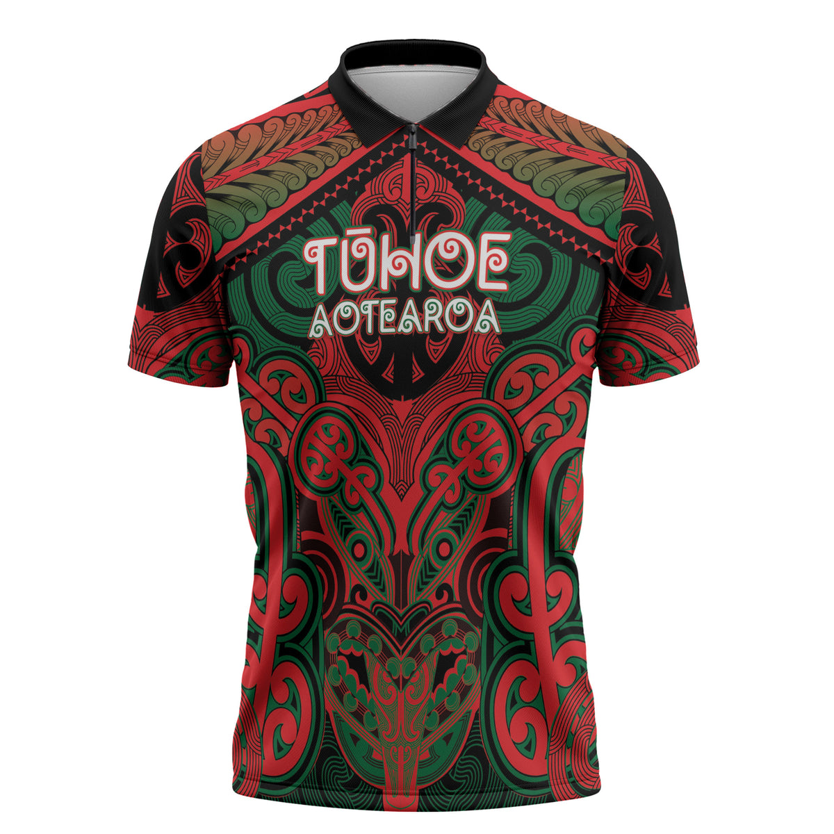 Aotearoa Iwi Tuhoe Personalised Zipper Polo Shirt Maori Kowhaiwhai Pattern