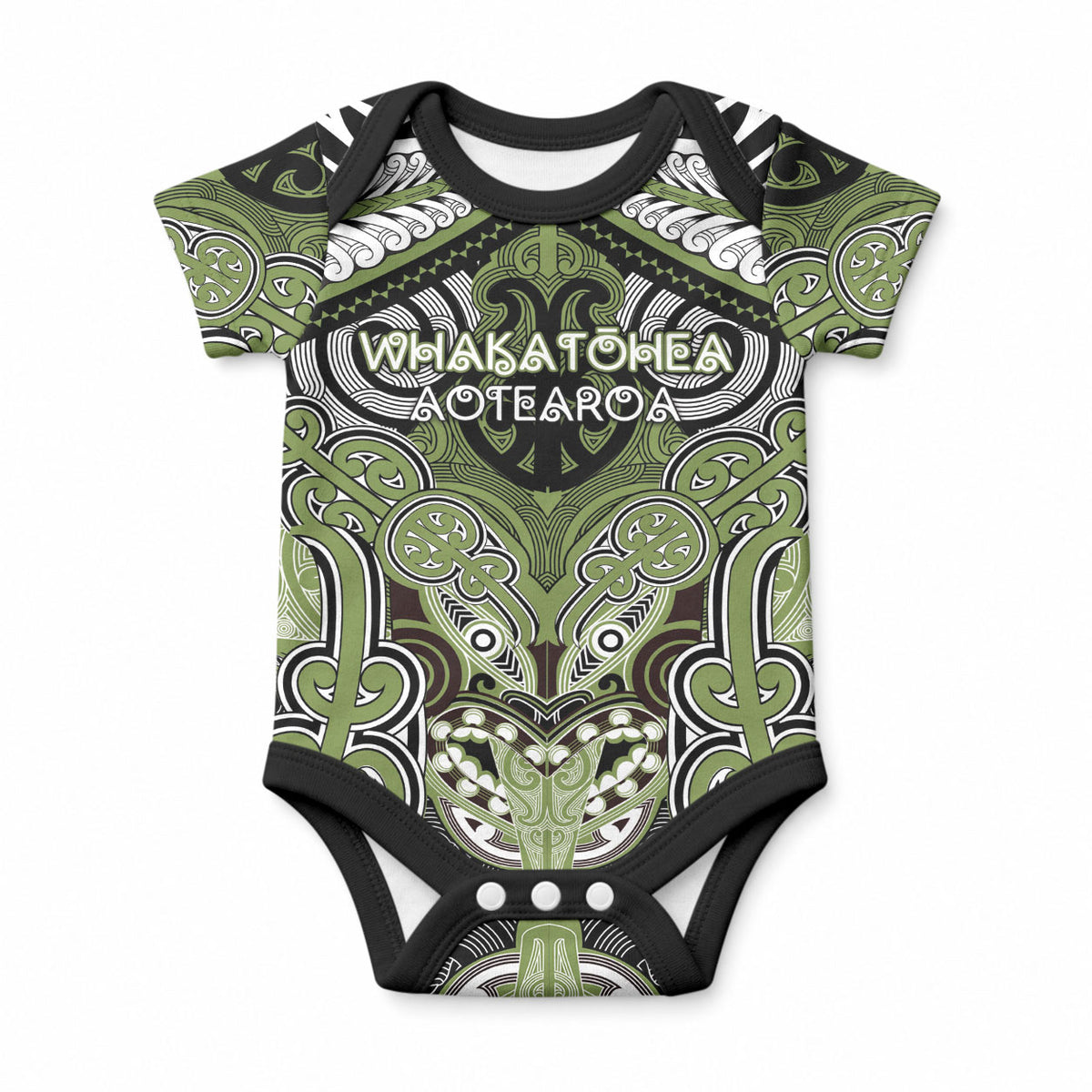 Aotearoa Iwi Whakatohea Personalised Baby Onesie Maori Kowhaiwhai Pattern