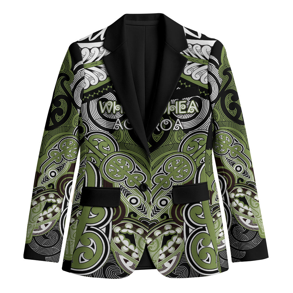 Aotearoa Iwi Whakatohea Personalised Blazer Maori Kowhaiwhai Pattern LT19 Unisex Olive Green - Polynesian Pride
