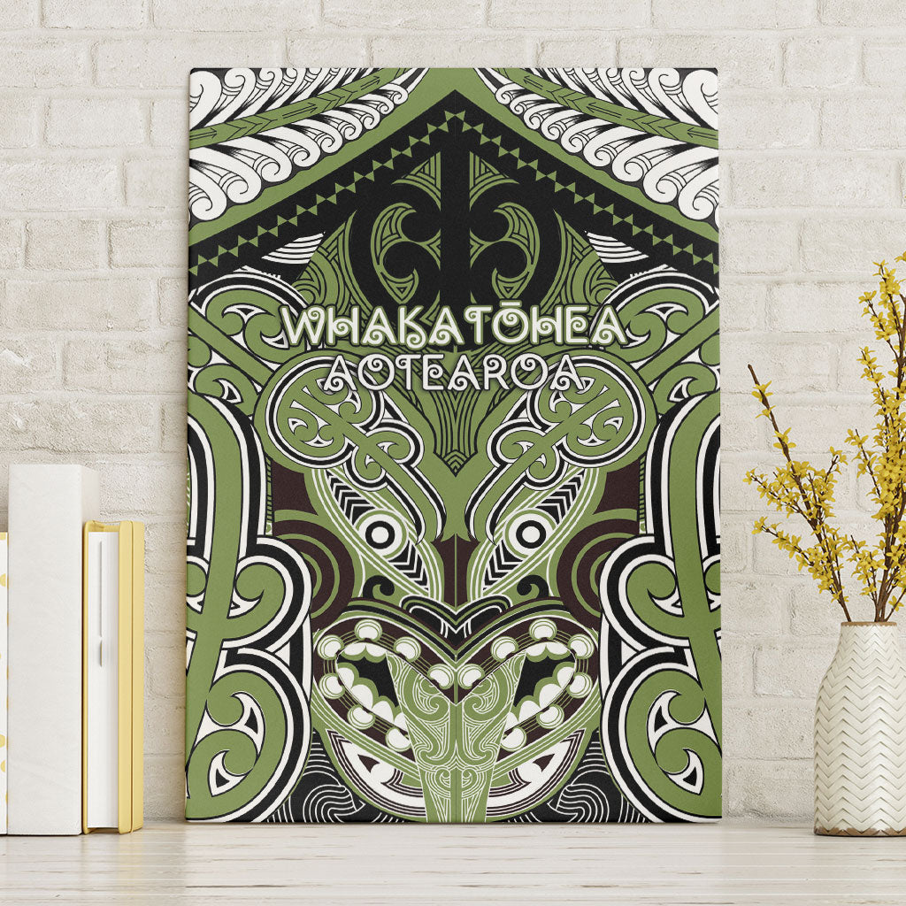 Aotearoa Iwi Whakatohea Canvas Wall Art Maori Kowhaiwhai Pattern LT19 Without Frame Olive Green - Polynesian Pride