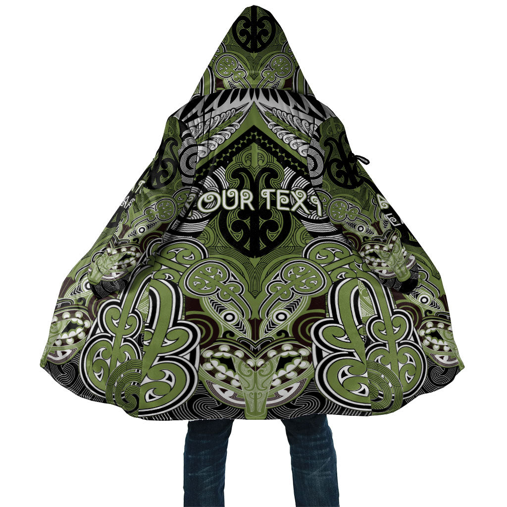 Aotearoa Iwi Whakatohea Personalised Cloak Maori Kowhaiwhai Pattern LT19 Unisex Olive Green - Polynesian Pride