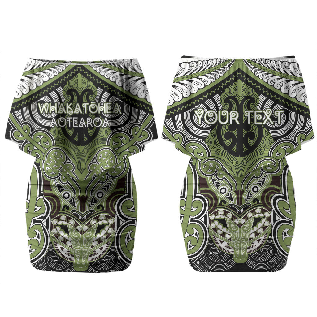 Aotearoa Iwi Whakatohea Personalised Couples Matching Off Shoulder Short Dress and Long Sleeve Button Shirt Maori Kowhaiwhai Pattern