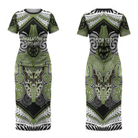 Aotearoa Iwi Whakatohea Personalised Couples Matching Short Sleeve Bodycon Dress and Hawaiian Shirt Maori Kowhaiwhai Pattern