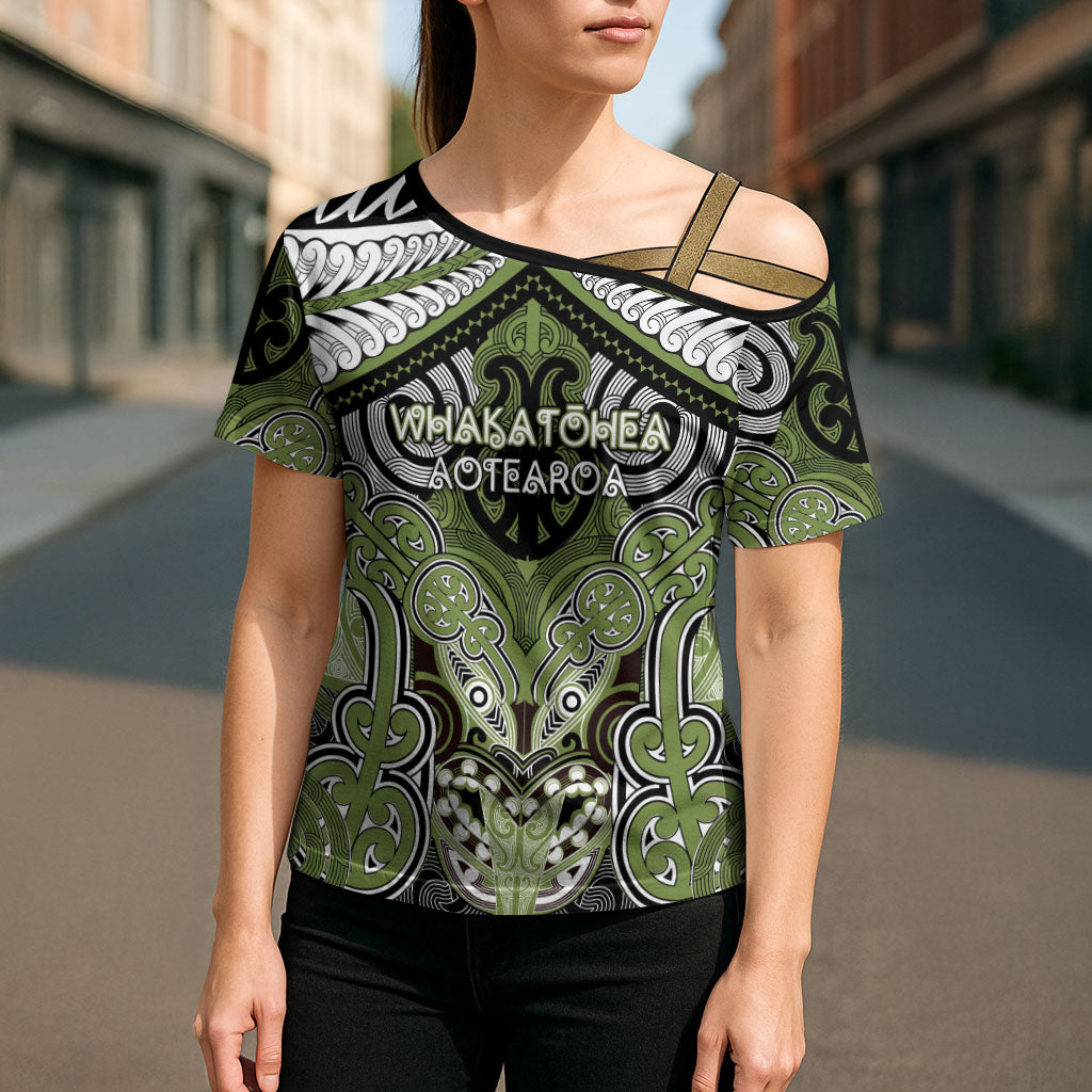 Aotearoa Iwi Whakatohea Personalised Cross Shoulder Shirt Maori Kowhaiwhai Pattern