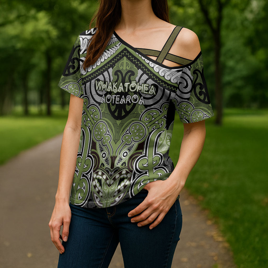 Aotearoa Iwi Whakatohea Personalised Cross Shoulder Shirt Maori Kowhaiwhai Pattern