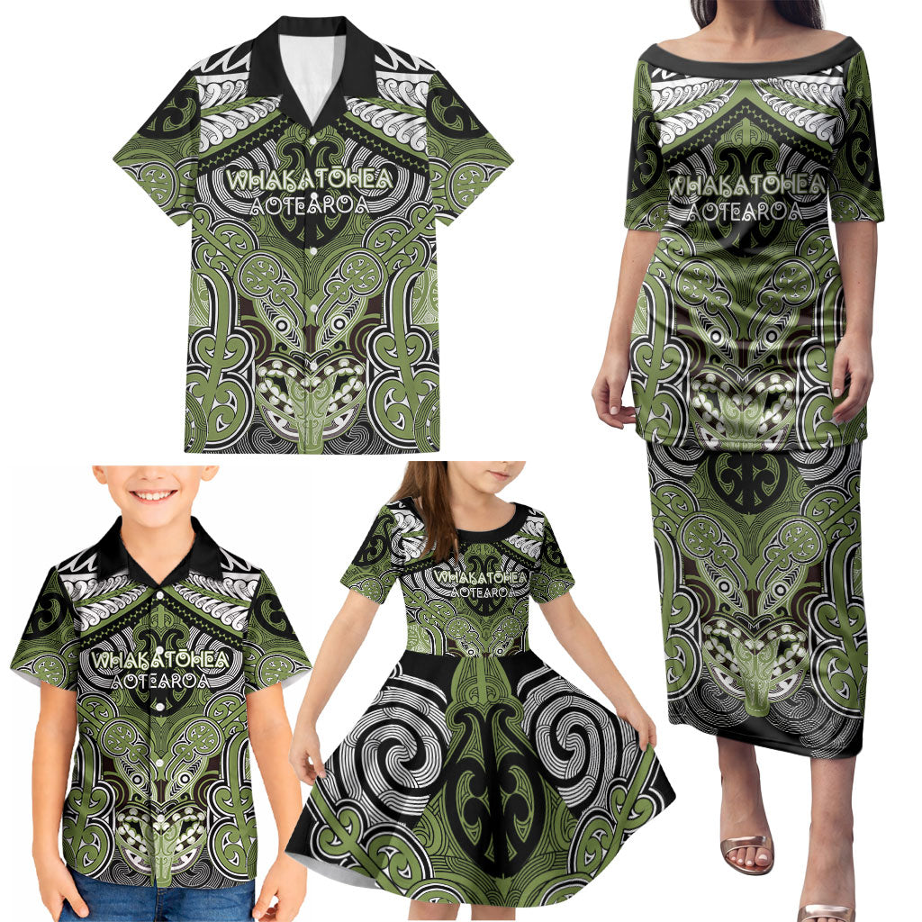 Aotearoa Iwi Whakatohea Personalised Family Matching Puletasi and Hawaiian Shirt Maori Kowhaiwhai Pattern
