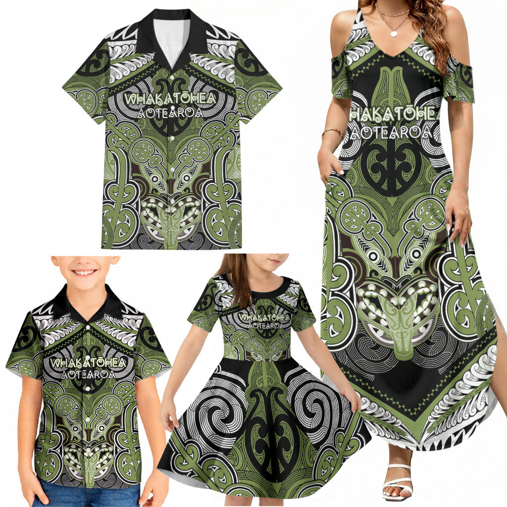 Aotearoa Iwi Whakatohea Personalised Family Matching Summer Maxi Dress and Hawaiian Shirt Maori Kowhaiwhai Pattern LT19 - Polynesian Pride