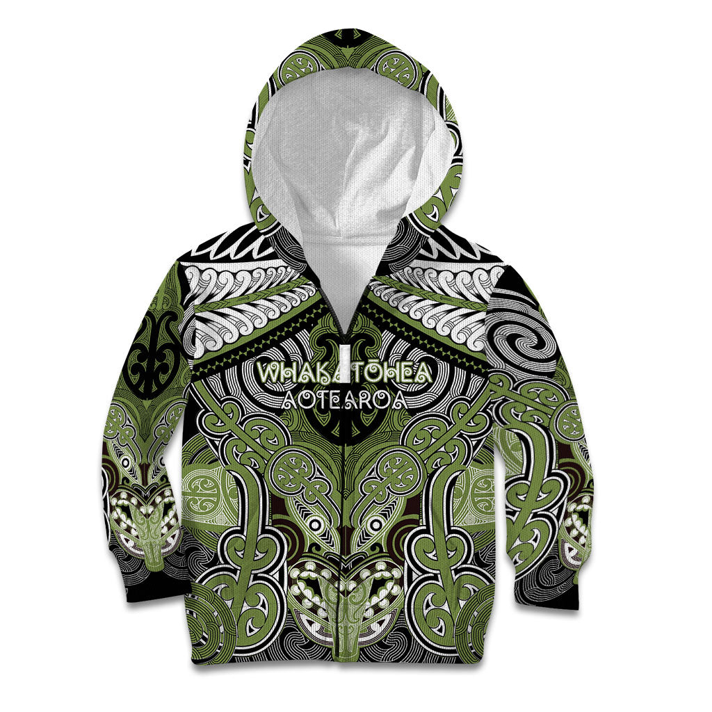 Aotearoa Iwi Whakatohea Personalised Kid Hoodie Maori Kowhaiwhai Pattern