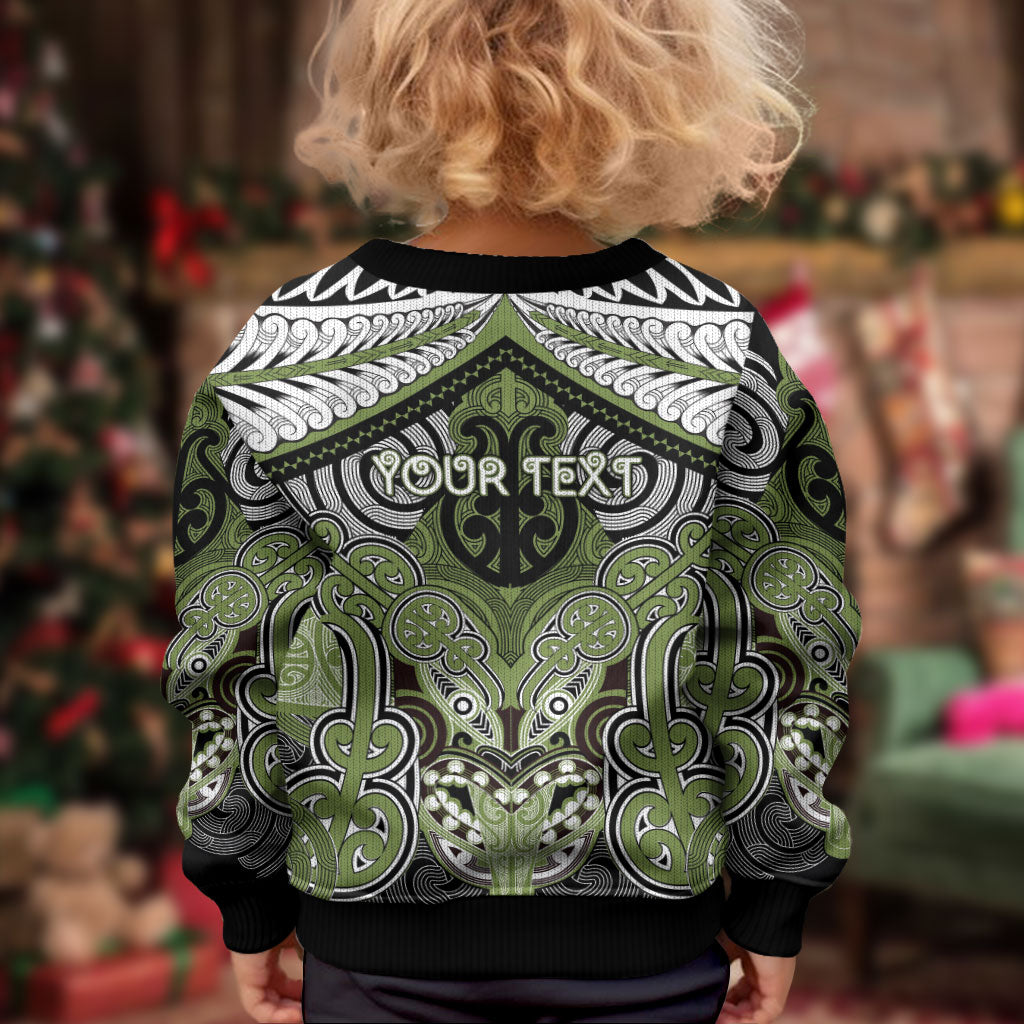 Aotearoa Iwi Whakatohea Personalised Kid Ugly Christmas Sweater Maori Kowhaiwhai Pattern