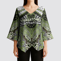 Aotearoa Iwi Whakatohea Personalised Kimono Sleeve Blouse Maori Kowhaiwhai Pattern