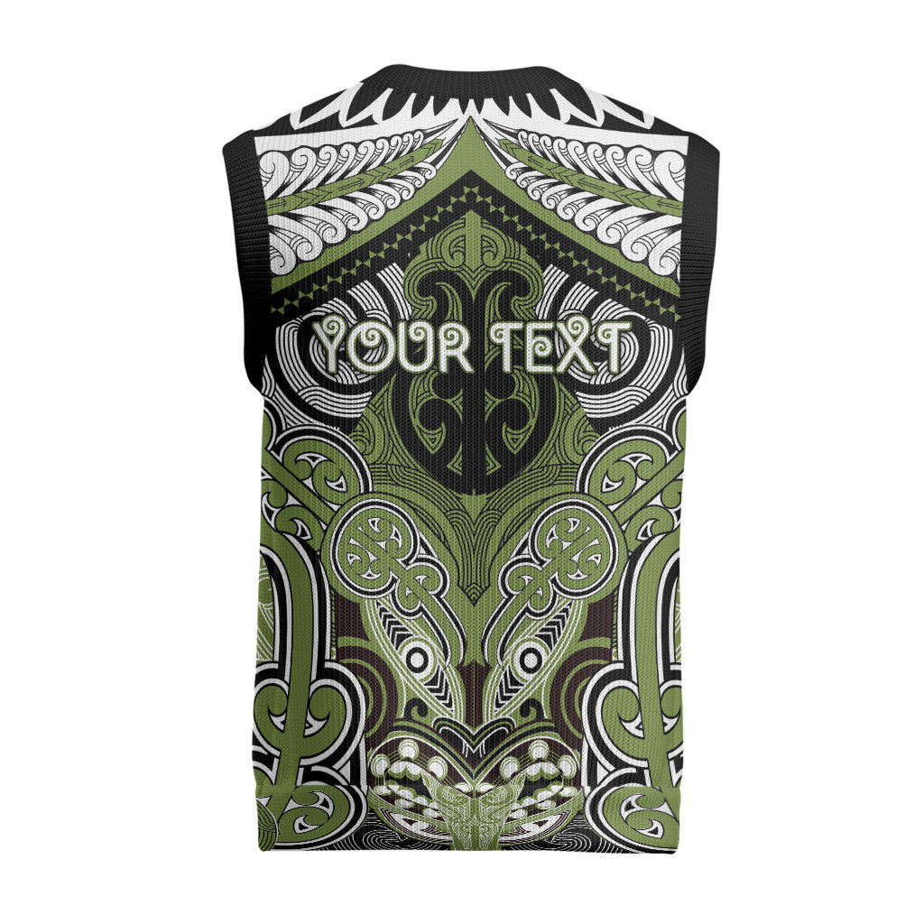 Aotearoa Iwi Whakatohea Personalised Christmas Knitted V-Neck Vest Maori Kowhaiwhai Pattern