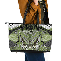 Aotearoa Iwi Whakatohea Leather Tote Bag Maori Kowhaiwhai Pattern