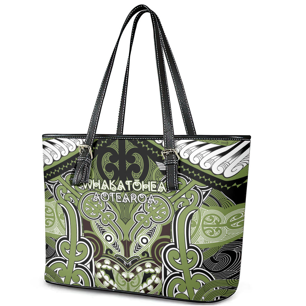 Aotearoa Iwi Whakatohea Leather Tote Bag Maori Kowhaiwhai Pattern