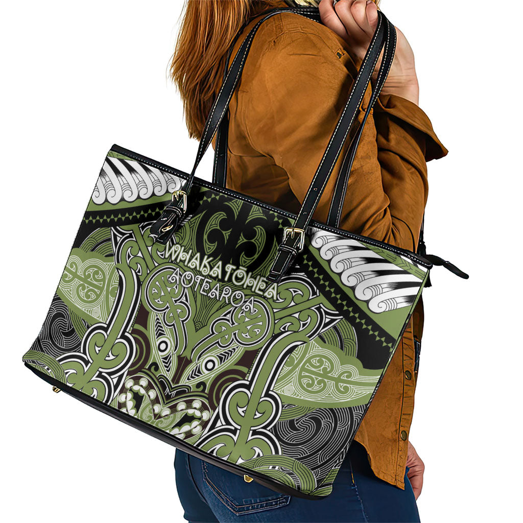 Aotearoa Iwi Whakatohea Leather Tote Bag Maori Kowhaiwhai Pattern