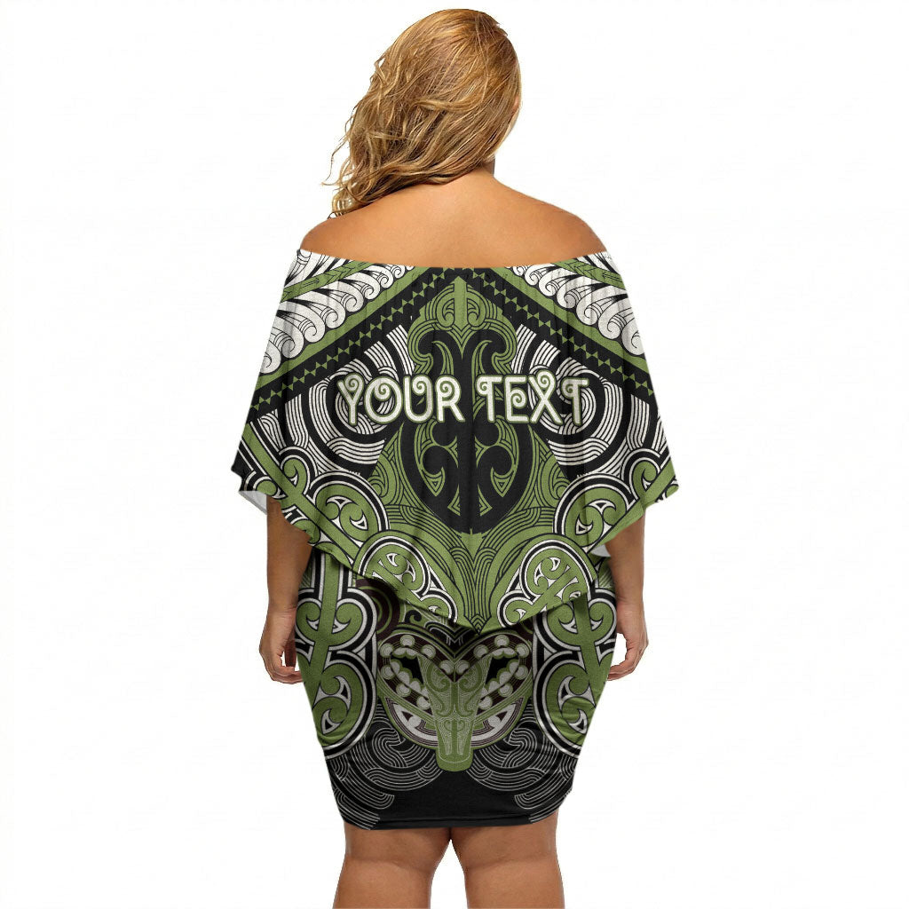 Aotearoa Iwi Whakatohea Personalised Off Shoulder Short Dress Maori Kowhaiwhai Pattern