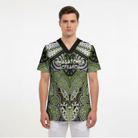 Aotearoa Iwi Whakatohea Personalised Scrub Top Maori Kowhaiwhai Pattern
