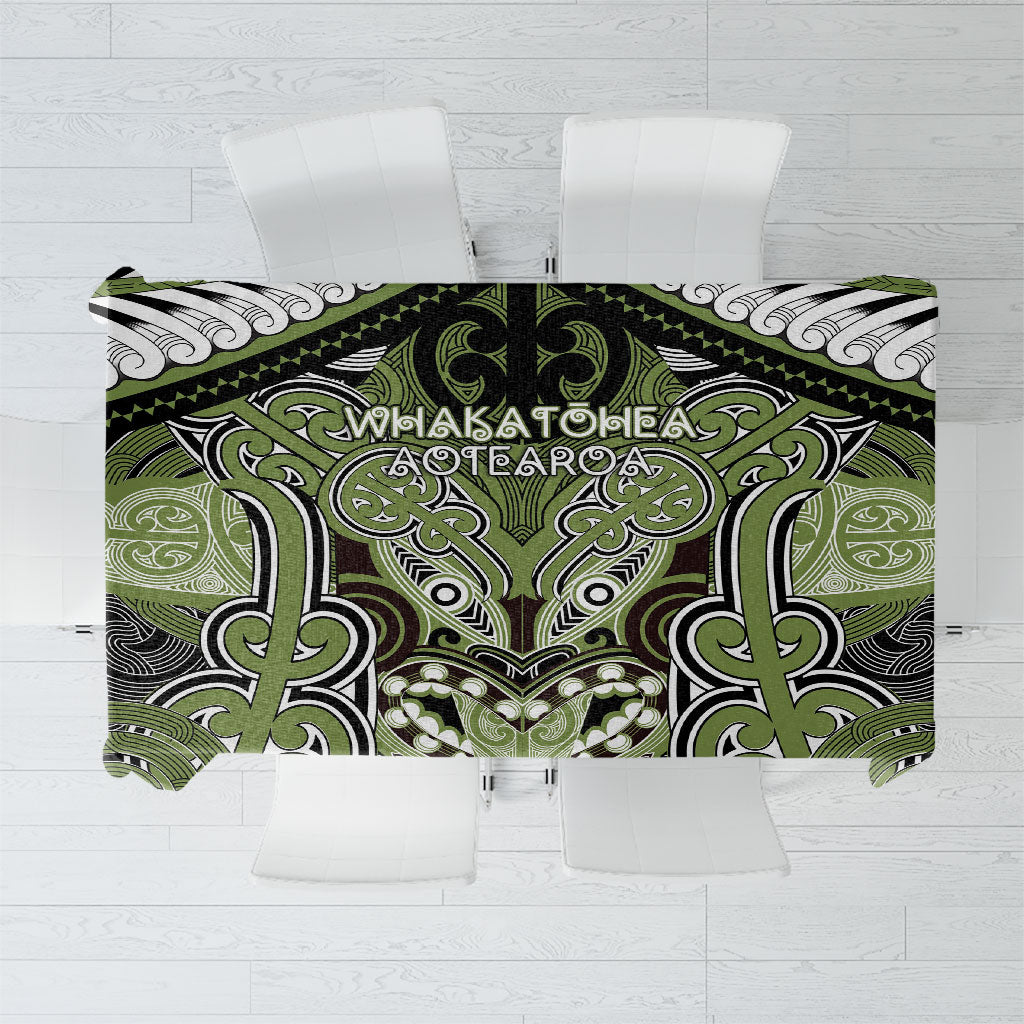 Aotearoa Iwi Whakatohea Tablecloth Maori Kowhaiwhai Pattern LT19 Olive Green - Polynesian Pride
