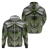 Aotearoa Iwi Whakatohea Personalised Zip Hoodie Maori Kowhaiwhai Pattern