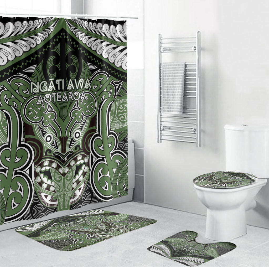 Aotearoa Iwi Ngati Awa Bathroom Set Maori Kowhaiwhai Pattern LT19 Bathroom Set (4 pcs) Green - Polynesian Pride
