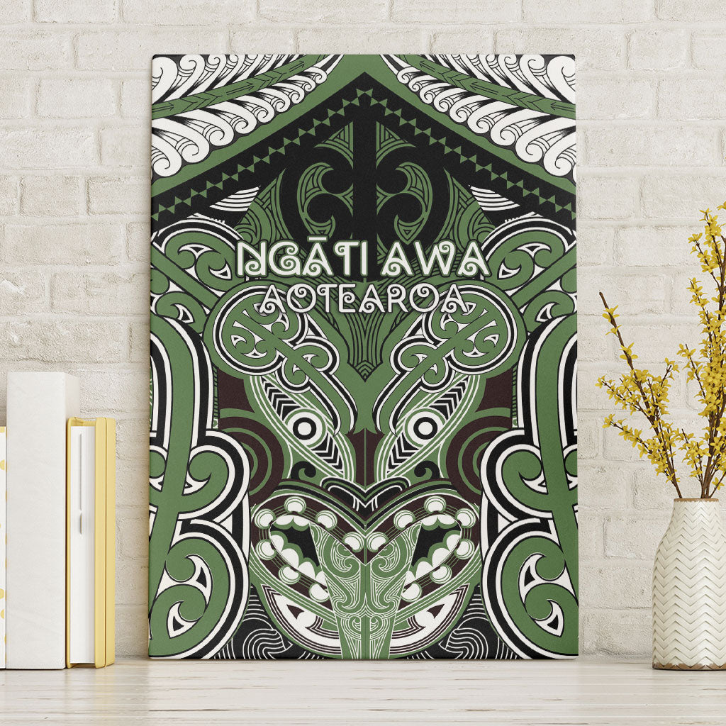 Aotearoa Iwi Ngati Awa Canvas Wall Art Maori Kowhaiwhai Pattern LT19 Without Frame Green - Polynesian Pride
