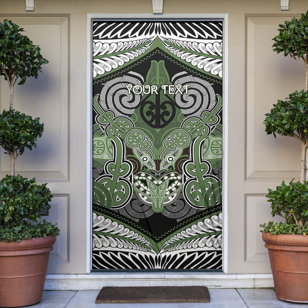 Aotearoa Iwi Ngati Awa Personalised Door Cover Maori Kowhaiwhai Pattern LT19 Green - Polynesian Pride
