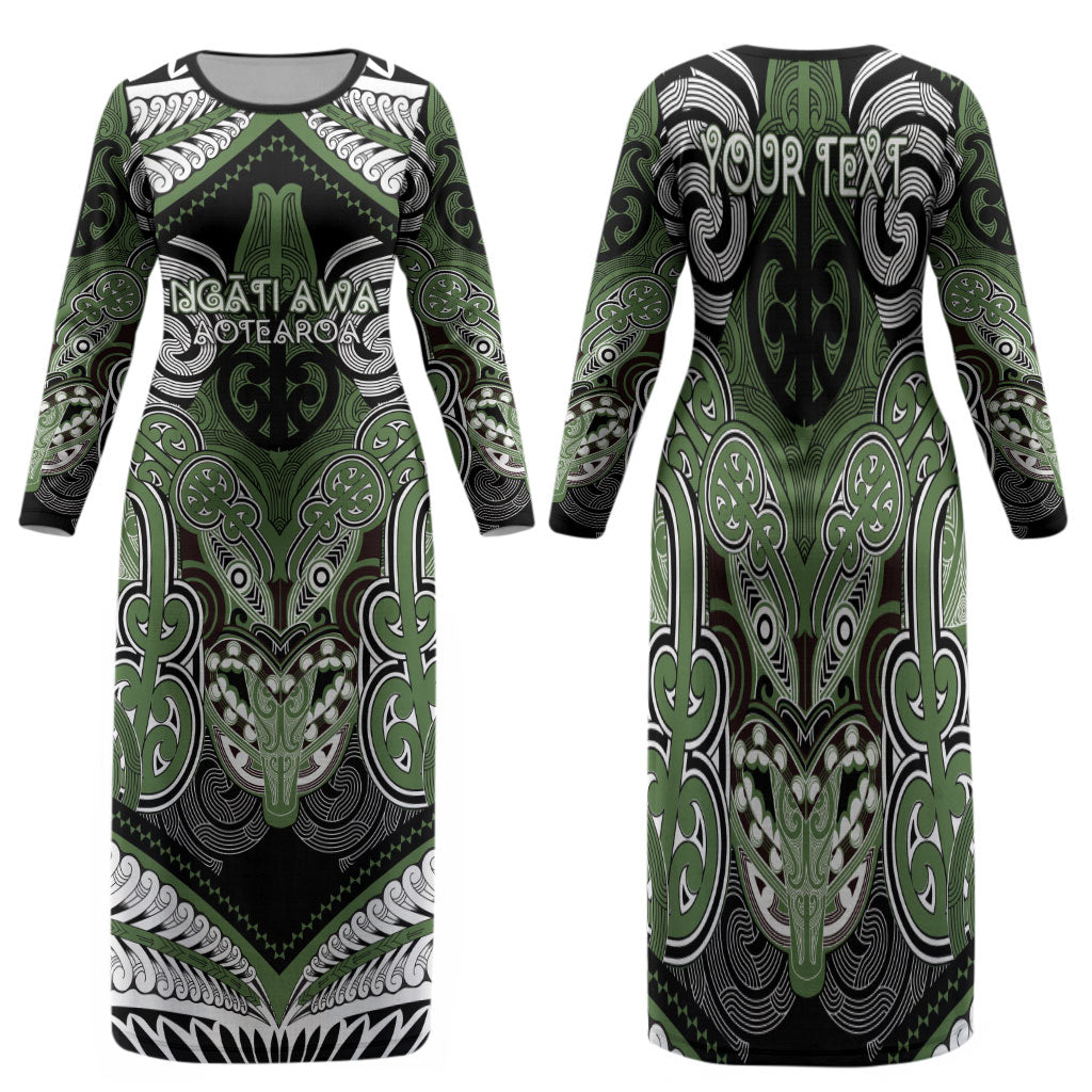 Aotearoa Iwi Ngati Awa Personalised Family Matching Long Sleeve Bodycon Dress and Hawaiian Shirt Maori Kowhaiwhai Pattern