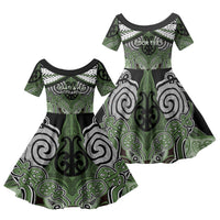 Aotearoa Iwi Ngati Awa Personalised Family Matching Long Sleeve Bodycon Dress and Hawaiian Shirt Maori Kowhaiwhai Pattern