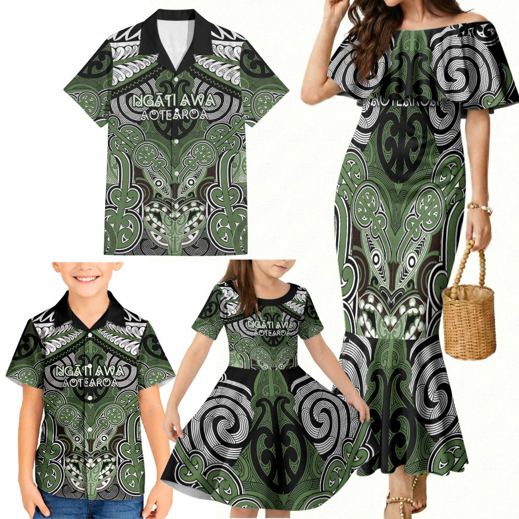 Aotearoa Iwi Ngati Awa Personalised Family Matching Mermaid Dress and Hawaiian Shirt Maori Kowhaiwhai Pattern LT19 - Polynesian Pride